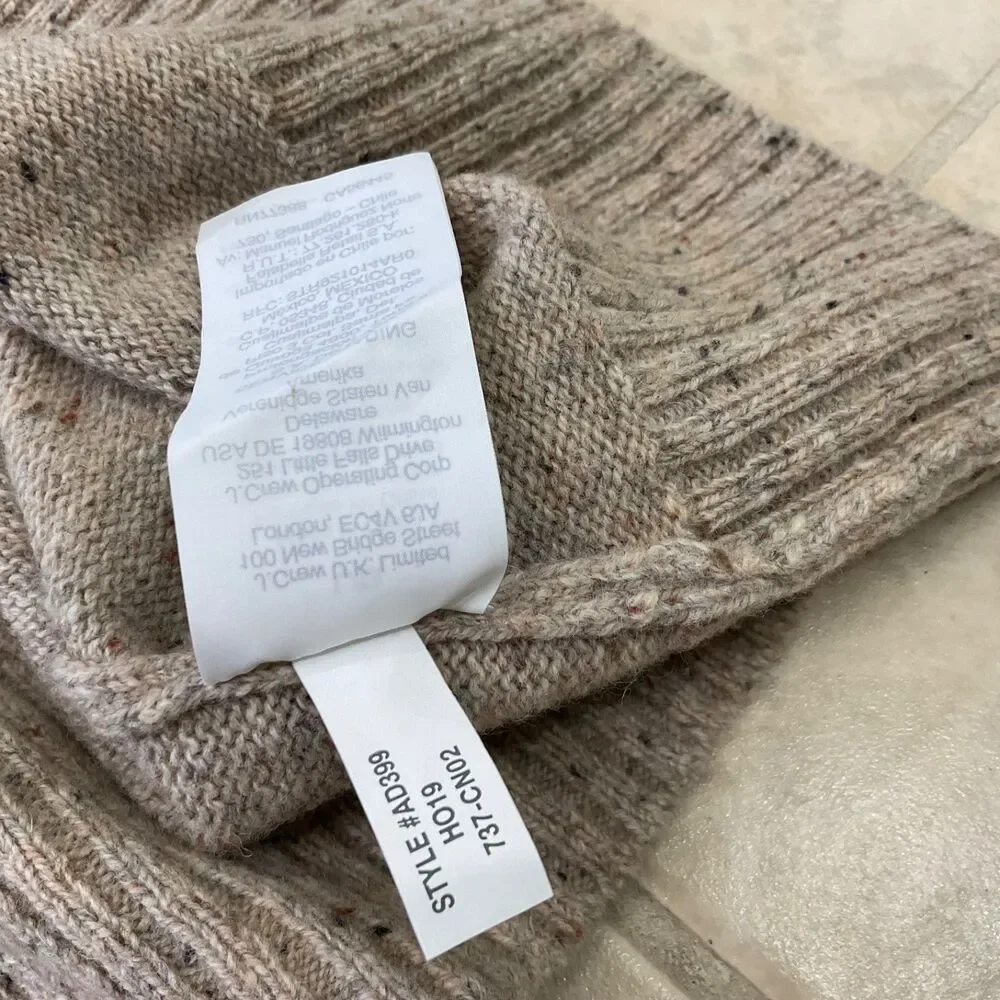 J.Crew Rugged Merino wool blend men’s L brown Shawl Collar Donegal Sweater